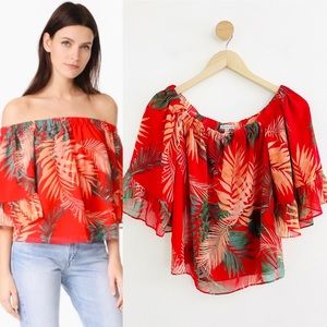 Rebecca Minkoff Red Floral Faith Off Shoulder Top